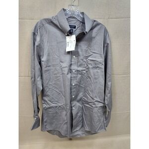 Club Room Mens Regular Fit Performance Dress Shirt Gray 100% Cotton 15.5 32-33